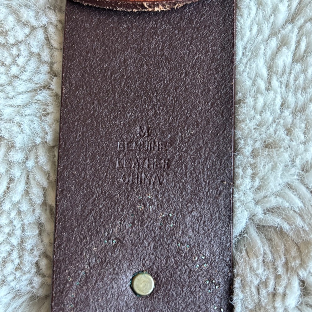 Womens Brown Genuine Leather Western Studded Medallion O-Ring Belt Size M - Picture 7 of 8